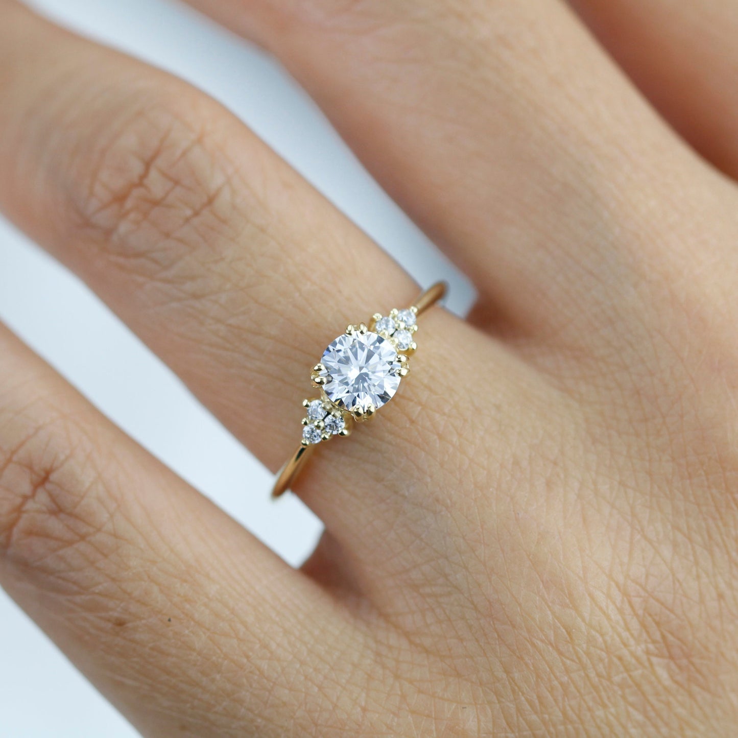 Moissanite engagement ring, round moissanite engagement ring, moissanite ring gold, engagement ring moissanite vintage unique R280MOIS