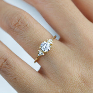 Moissanite engagement ring, round moissanite engagement ring, moissanite ring gold, engagement ring moissanite vintage unique R280MOIS