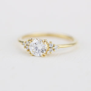 Moissanite engagement ring, round moissanite engagement ring, moissanite ring gold, engagement ring moissanite vintage unique R280MOIS