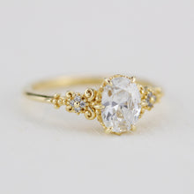 Load image into Gallery viewer, Oval moissanite engagement ring, oval moissanite engagement ring vintage unique, 1.5 carat certificated moissanite ring | R265MOIS