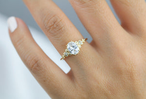Oval moissanite engagement ring, oval moissanite engagement ring vintage unique, 1.5 carat certificated moissanite ring | R265MOIS