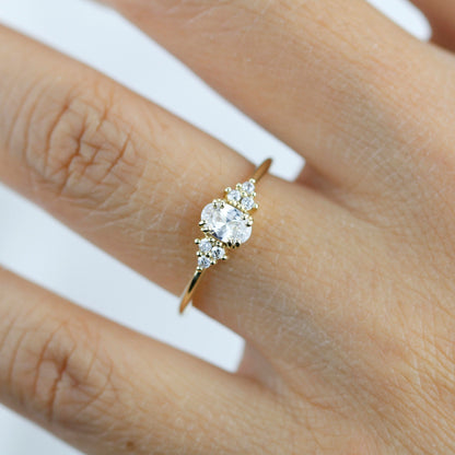 Oval moissanite engagement ring, oval moissanite engagement ring vintage unique, half carat certificated moissanite ring | R236MOIS