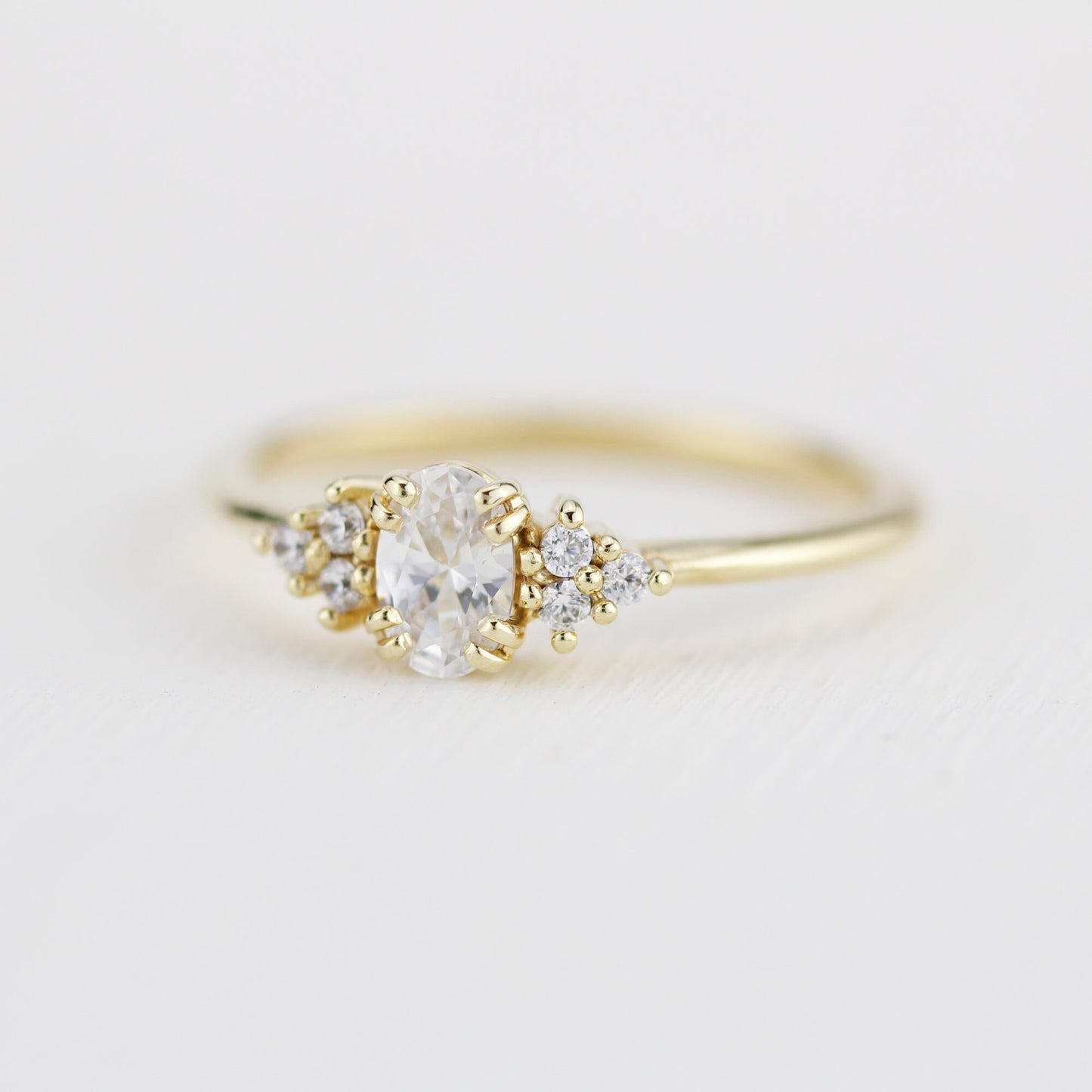Oval moissanite engagement ring, oval moissanite engagement ring vintage unique, half carat certificated moissanite ring | R236MOIS
