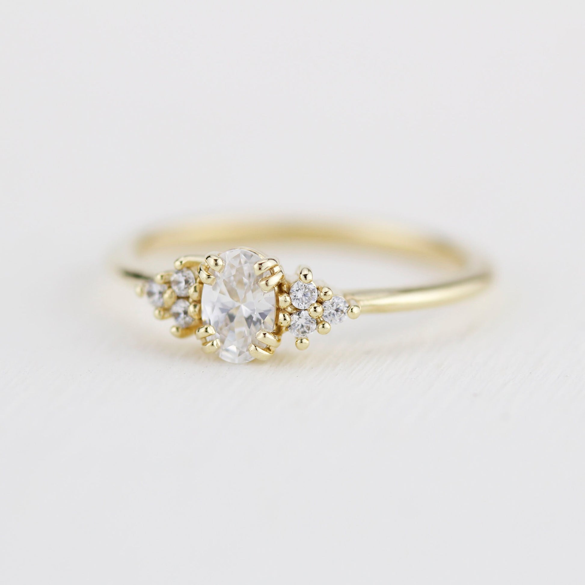 Oval moissanite engagement ring, oval moissanite engagement ring vintage unique, half carat certificated moissanite ring | R236MOIS