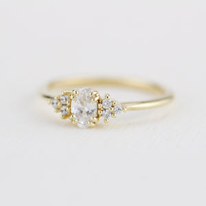 Oval moissanite engagement ring, oval moissanite engagement ring vintage unique, half carat certificated moissanite ring | R236MOIS