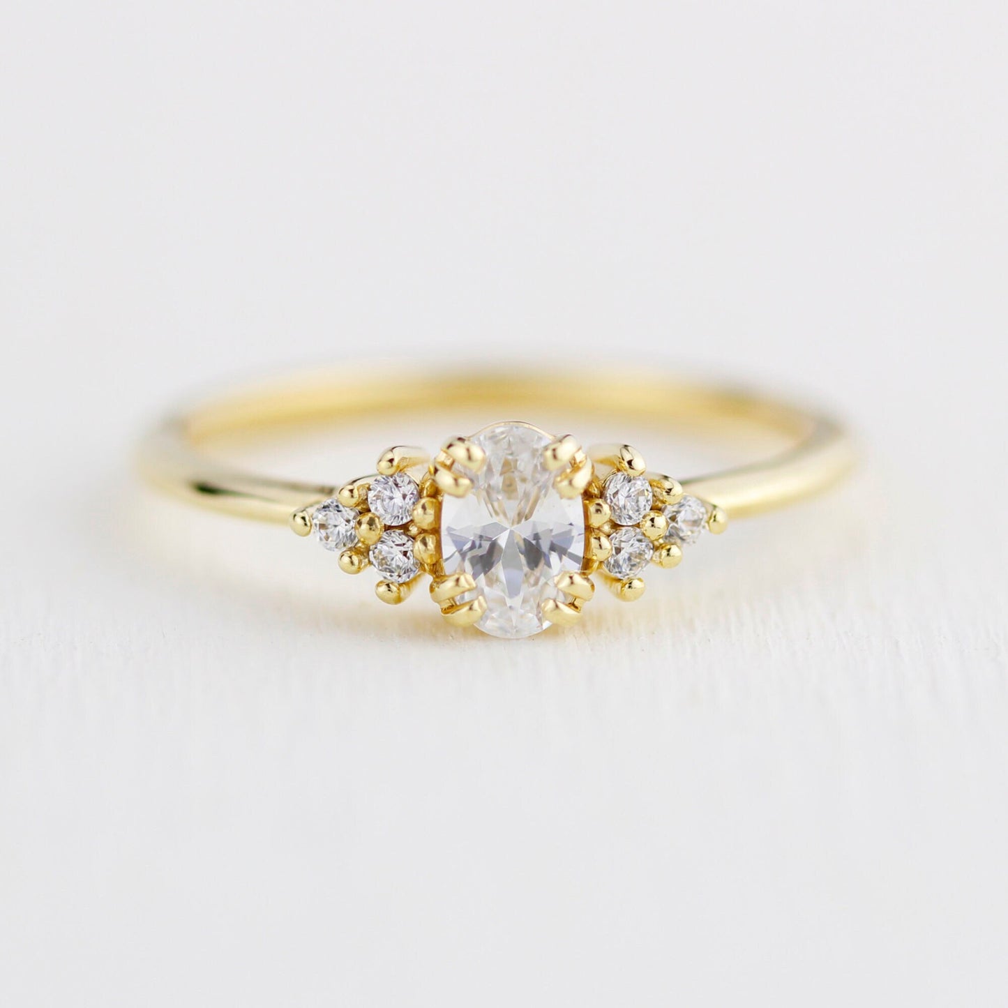 Oval moissanite engagement ring, oval moissanite engagement ring vintage unique, half carat certificated moissanite ring | R236MOIS