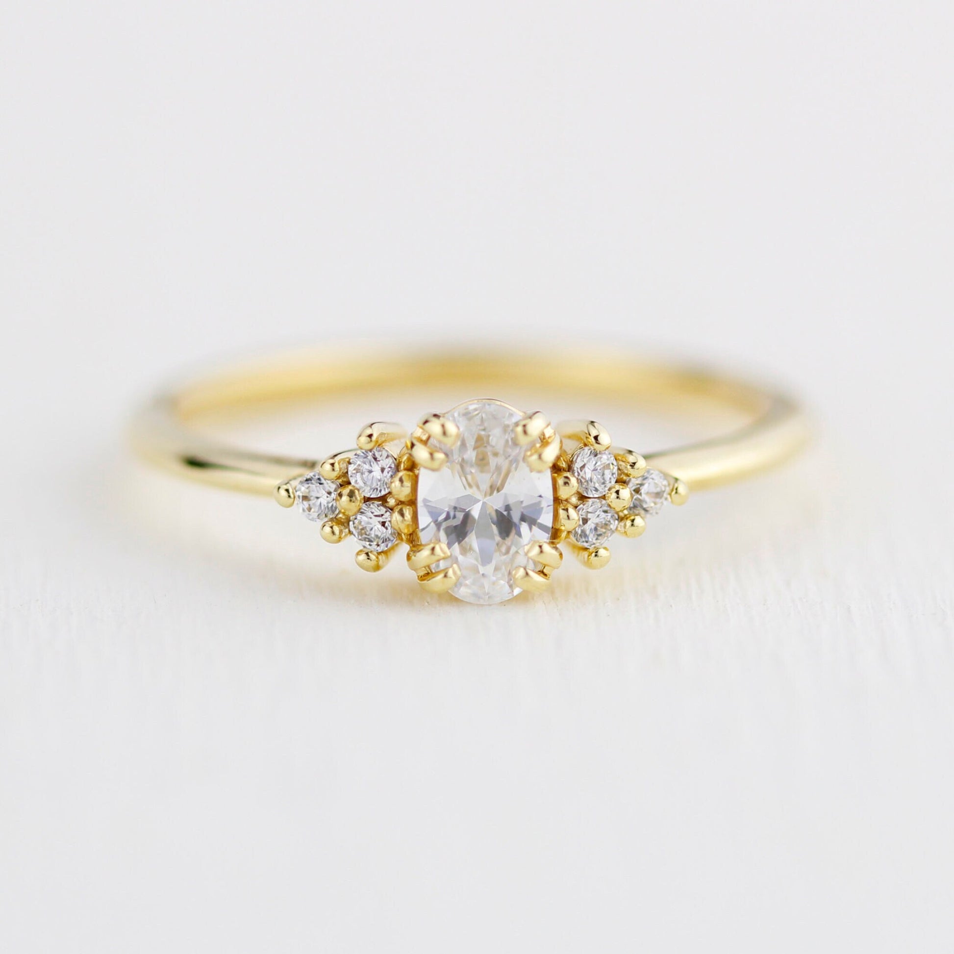 Oval moissanite engagement ring, oval moissanite engagement ring vintage unique, half carat certificated moissanite ring | R236MOIS