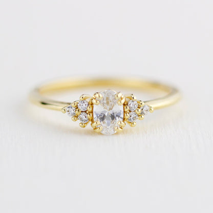 Oval moissanite engagement ring, oval moissanite engagement ring vintage unique, half carat certificated moissanite ring | R236MOIS