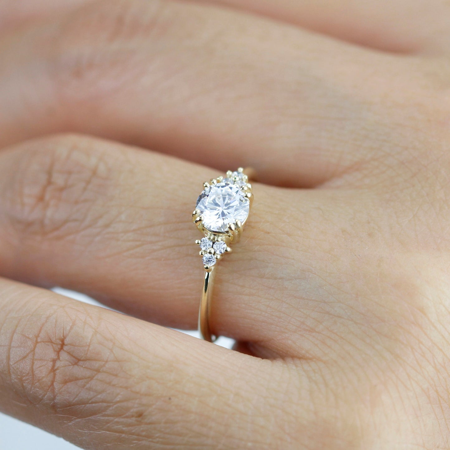 Moissanite engagement ring, round moissanite engagement ring, moissanite ring gold, engagement ring moissanite vintage unique R280MOIS