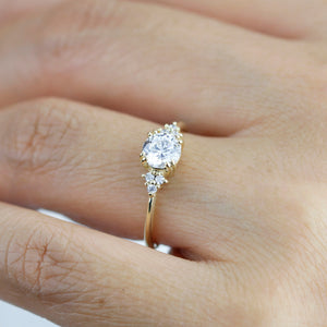 Moissanite engagement ring, round moissanite engagement ring, moissanite ring gold, engagement ring moissanite vintage unique R280MOIS