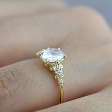Load image into Gallery viewer, Oval moissanite engagement ring, oval moissanite engagement ring vintage unique, 1.5 carat certificated moissanite ring | R265MOIS