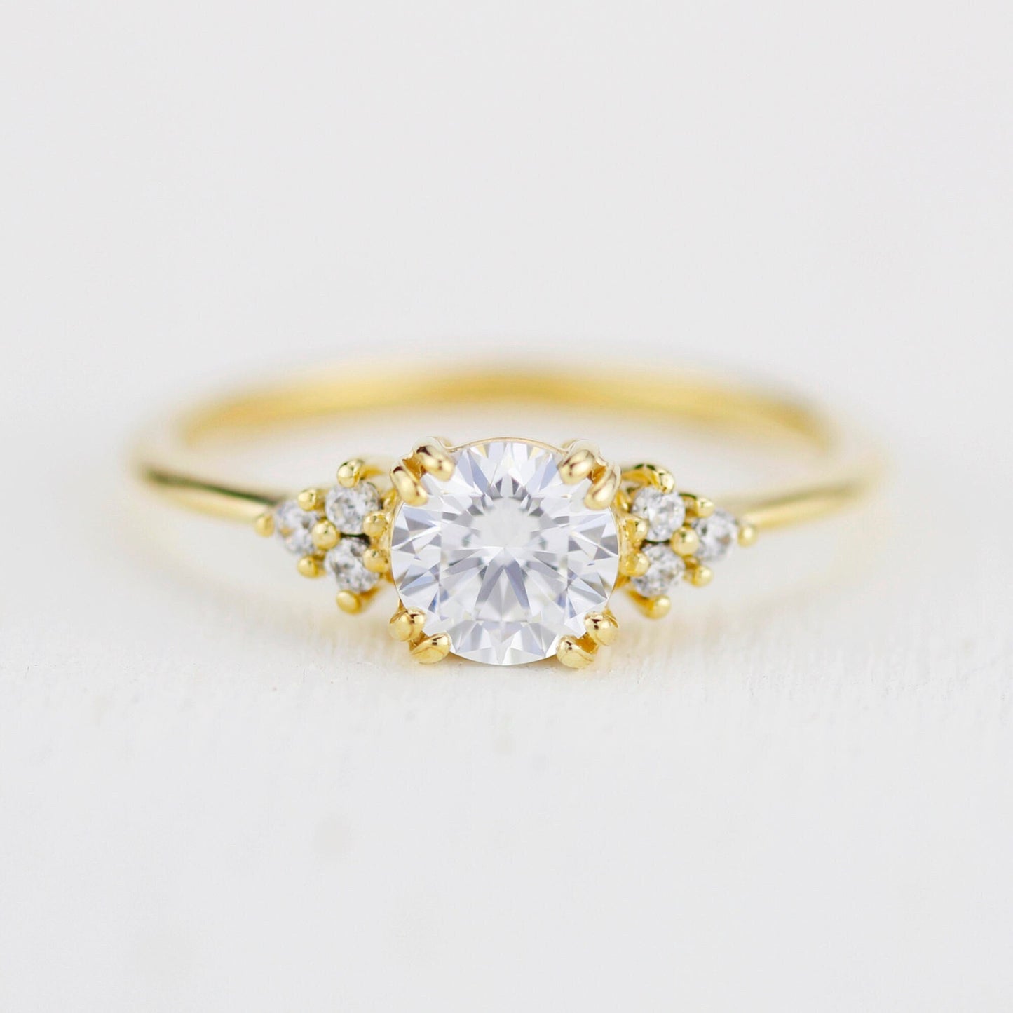 Moissanite engagement ring, round moissanite engagement ring, moissanite ring gold, engagement ring moissanite vintage unique R280MOIS