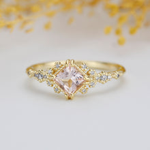 Load image into Gallery viewer, Engagement ring morganite and diamond, simple diamond ring, cluster morganite, unique simple ring | R339MO