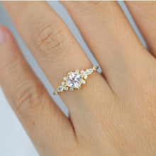 Load image into Gallery viewer, Engagement ring morganite and diamond, simple diamond ring, cluster morganite, unique simple ring | R339MO