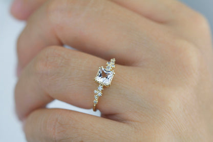 Princess cut engagement ring Moissanite and diamond | R 340MOISSANITE