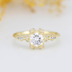 Moissanite and diamond cluster engagement ring | R 343MOISSANITE