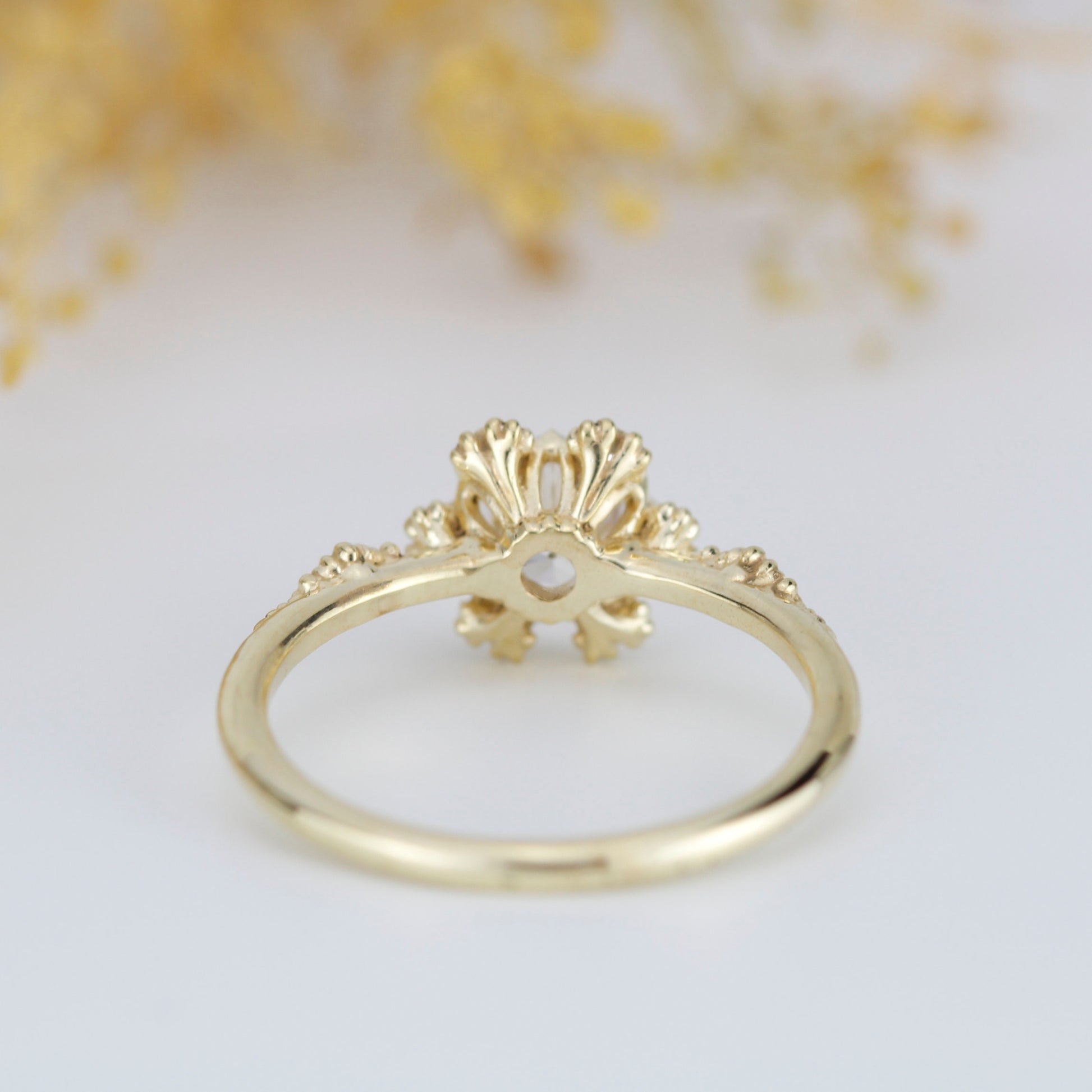 Moissanite and diamond cluster engagement ring | R 343MOISSANITE