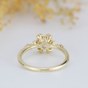 Moissanite and diamond cluster engagement ring | R 343MOISSANITE