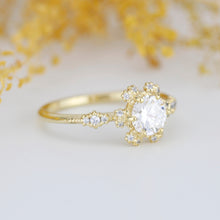 Load image into Gallery viewer, Moissanite and diamond cluster engagement ring | R 343MOISSANITE
