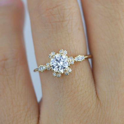 Moissanite and diamond cluster engagement ring | R 343MOISSANITE