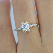 Load image into Gallery viewer, Moissanite and diamond cluster engagement ring | R 343MOISSANITE
