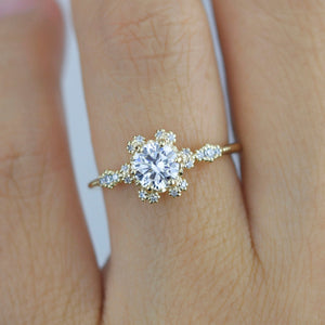 Moissanite and diamond cluster engagement ring | R 343MOISSANITE