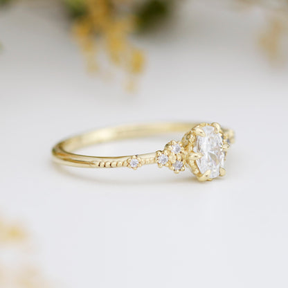 Oval moissanite and diamond, simple ring moissanite |R 350MOISS