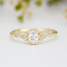 Load image into Gallery viewer, Oval Moissanite Ring in 18k Solid Gold, Half Carat Diamond Alternative, Handcrafted Engagement Ring |R 350MOISS