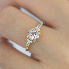 Load image into Gallery viewer, Engagement ring morganite and diamond, simple diamond ring, cluster morganite, unique simple ring | R339MO