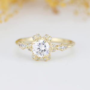 Moissanite and diamond cluster engagement ring | R 343MOISSANITE