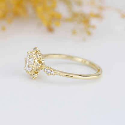 Moissanite and diamond cluster engagement ring | R 343MOISSANITE