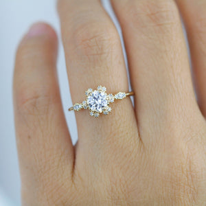 Moissanite and diamond cluster engagement ring | R 343MOISSANITE