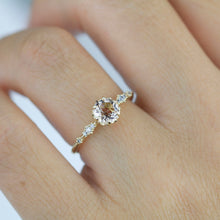 Load image into Gallery viewer, Engagement ring morganite and diamond, peach morganite ring, simple cluster ring, champagne morganite | R 355MORGANITE