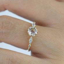 Load image into Gallery viewer, Engagement ring morganite and diamond, peach morganite ring, simple cluster ring, champagne morganite | R 355MORGANITE