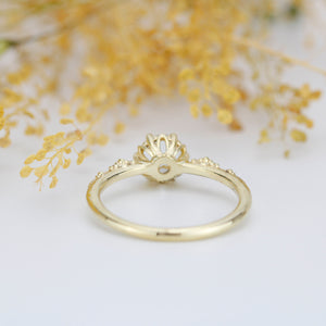 Simple cluster engagement ring, white topaz and diamond engagement ring, simple ring diamond, | R 355WT