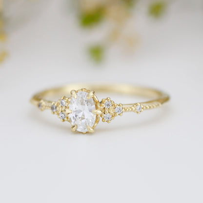 Oval Moissanite Ring in 18k Solid Gold, Half Carat Diamond Alternative, Handcrafted Engagement Ring |R 350MOISS