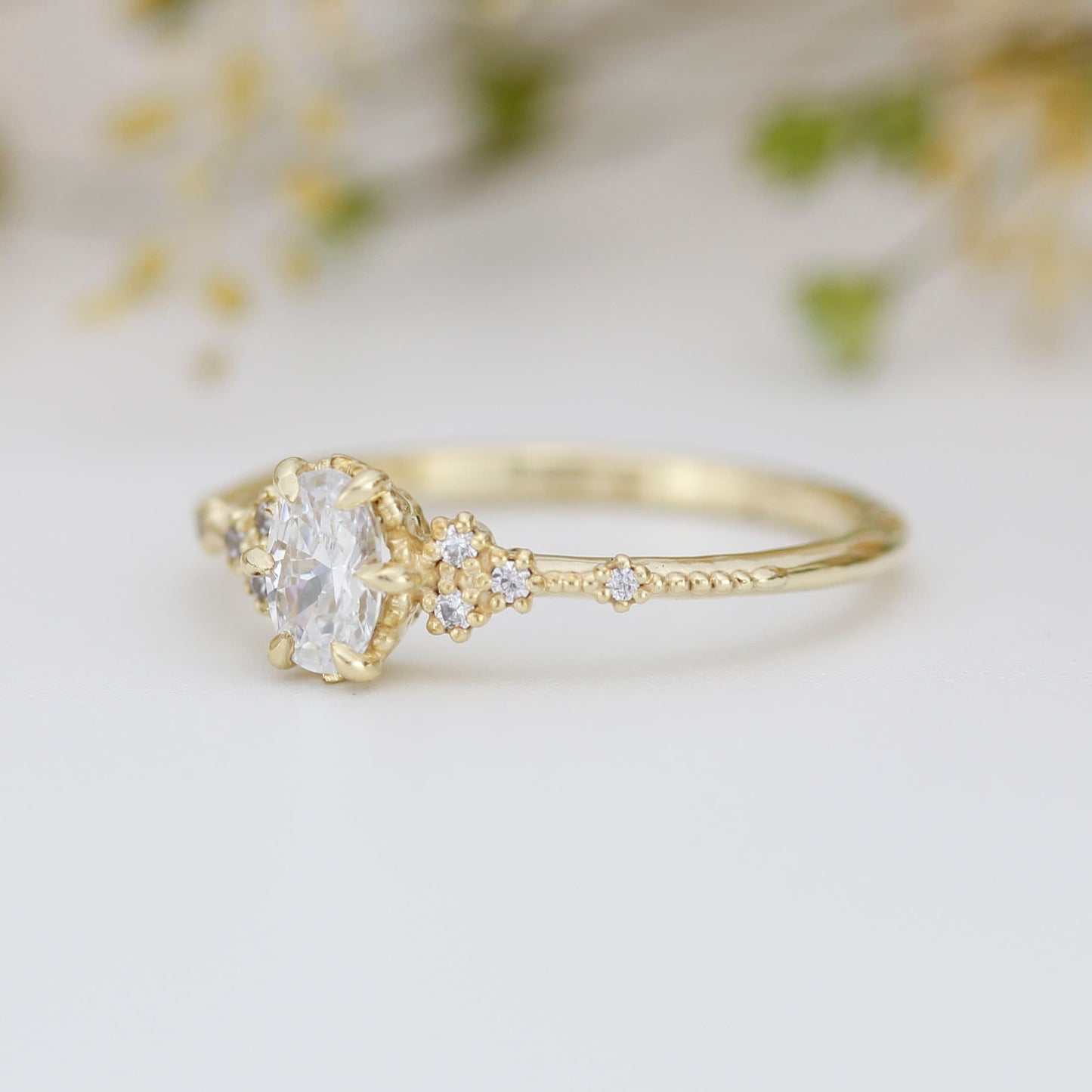 Oval Moissanite Ring in 18k Solid Gold, Half Carat Diamond Alternative, Handcrafted Engagement Ring |R 350MOISS