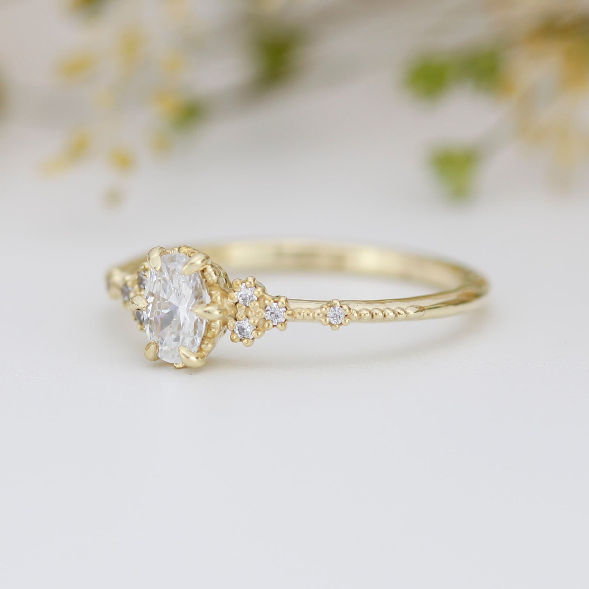 Oval Moissanite Ring in 18k Solid Gold, Half Carat Diamond Alternative, Handcrafted Engagement Ring |R 350MOISS