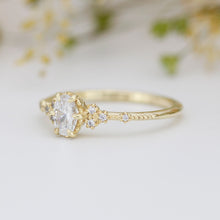 Load image into Gallery viewer, Oval Moissanite Ring in 18k Solid Gold, Half Carat Diamond Alternative, Handcrafted Engagement Ring |R 350MOISS