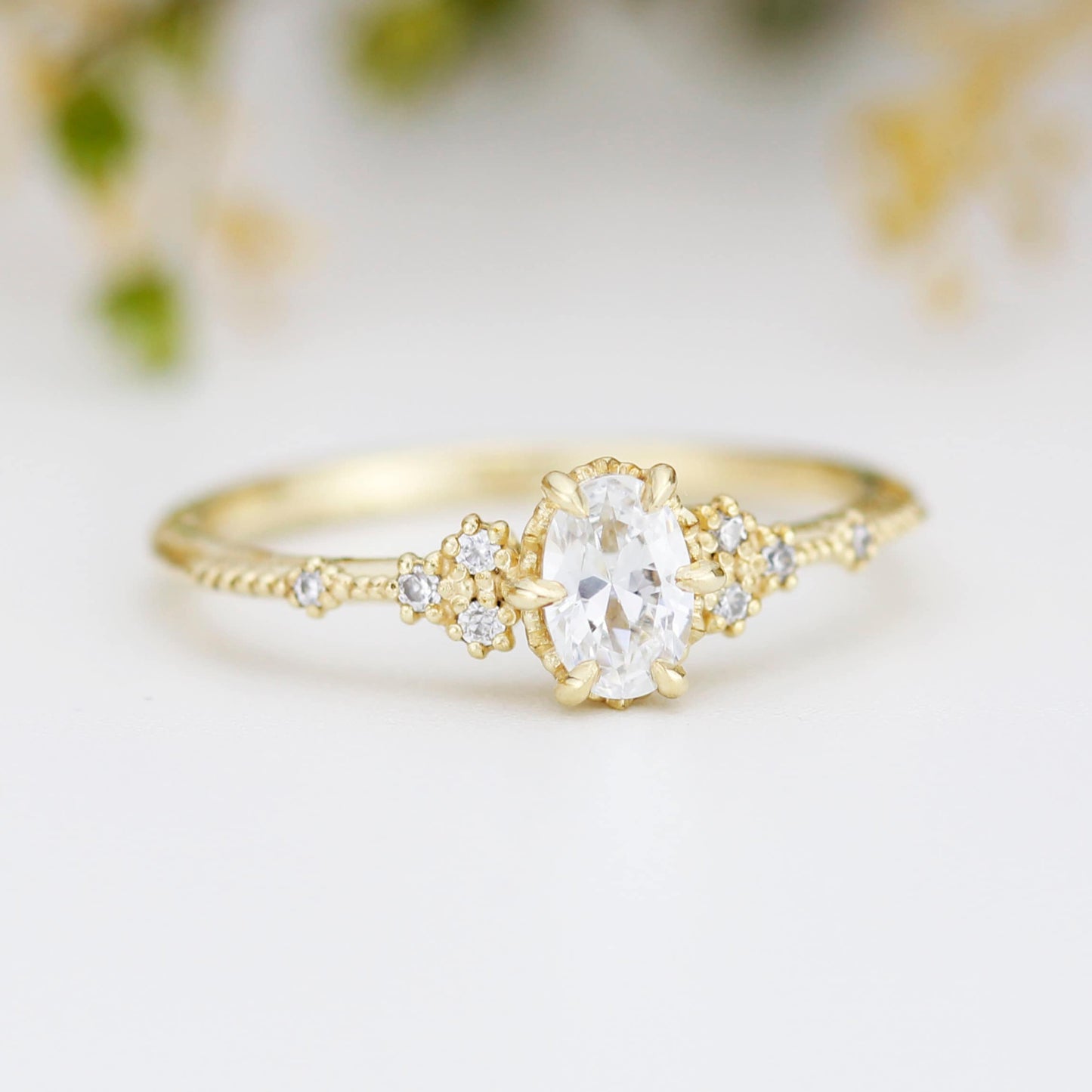 Oval Moissanite Ring in 18k Solid Gold, Half Carat Diamond Alternative, Handcrafted Engagement Ring |R 350MOISS