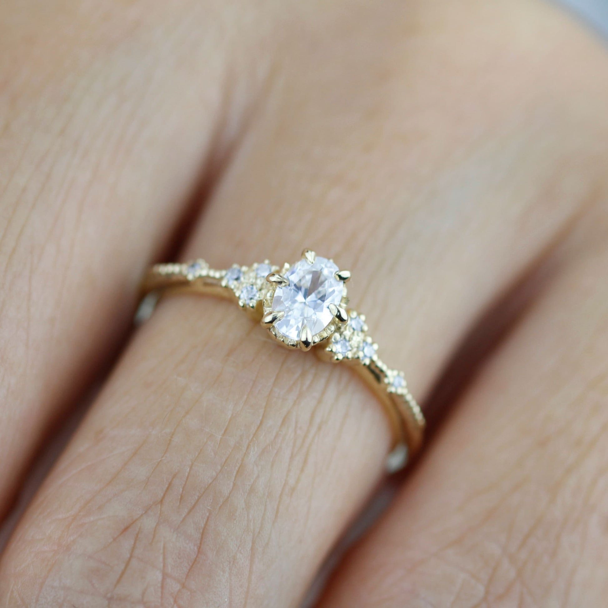 Oval Moissanite Ring in 18k Solid Gold, Half Carat Diamond Alternative, Handcrafted Engagement Ring |R 350MOISS