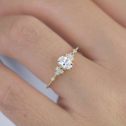Oval Moissanite Ring in 18k Solid Gold, Half Carat Diamond Alternative, Handcrafted Engagement Ring |R 350MOISS