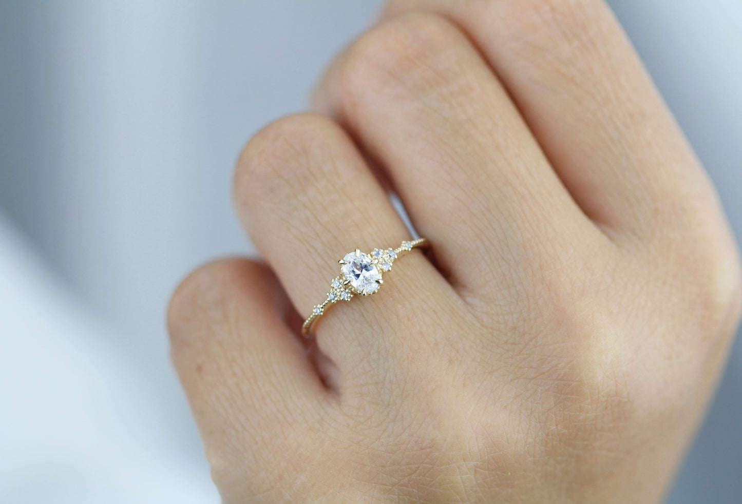 Oval Moissanite Ring in 18k Solid Gold, Half Carat Diamond Alternative, Handcrafted Engagement Ring |R 350MOISS