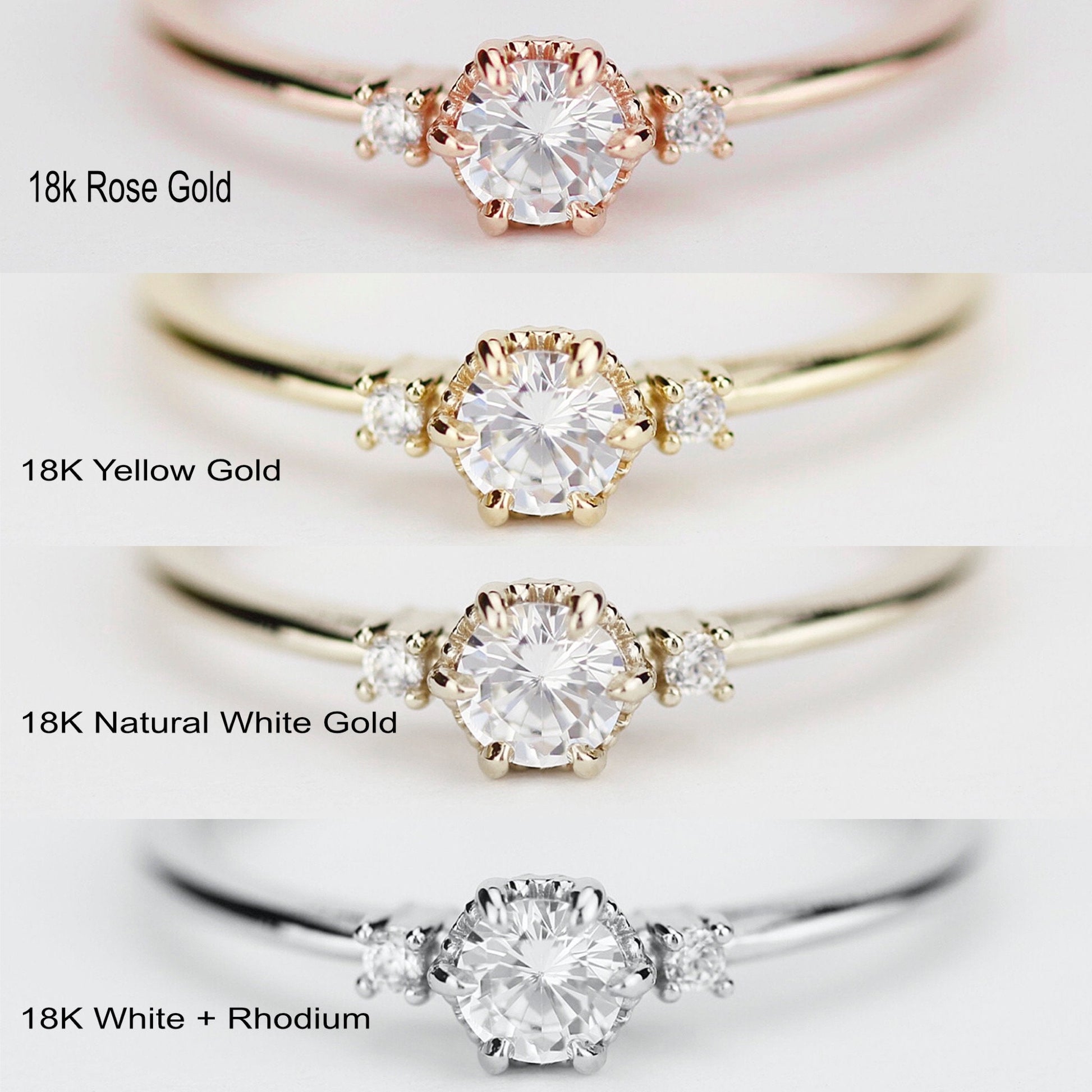 simple engagement ring, delicate engagement ring, dainty engagement ring, minimalist engagement ring, cluster ring, Made in Italy | R252WD