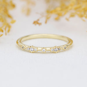 Diamond wedding  band, vintage diamond engagement ring, half eternity band, Lace wedding band, Delicate gold lace ring | R 357WD