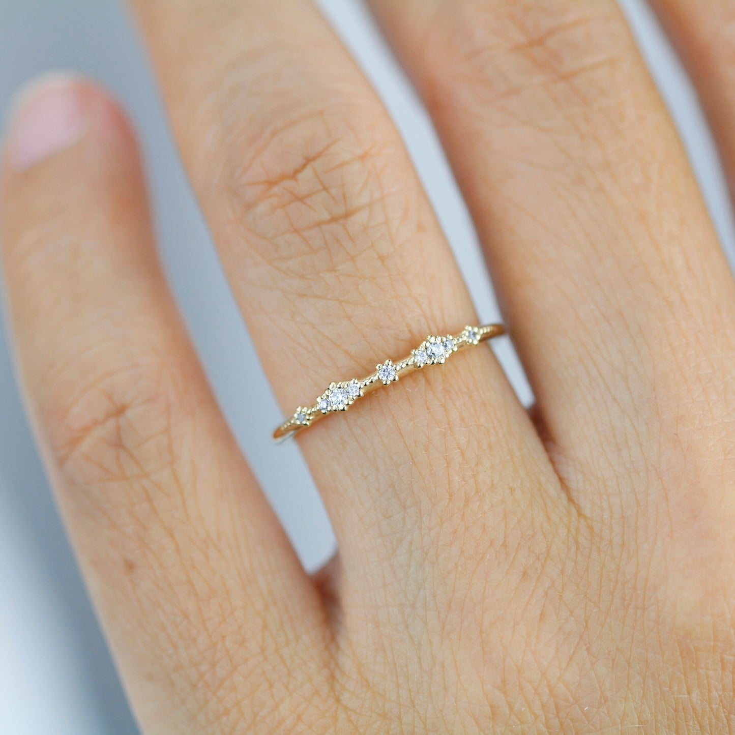 Diamond wedding  band, vintage diamond engagement ring, half eternity band, Lace wedding band, Delicate gold lace ring | R 357WD
