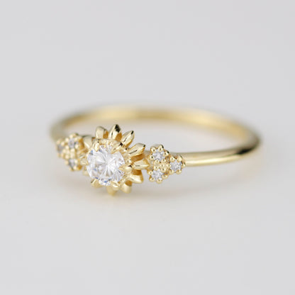 Sunflower ring diamond, seven stone engagement ring, vintage inspired engagement ring, classic ring diamond | R 258 sunflower7