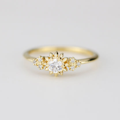 Sunflower ring diamond, seven stone engagement ring, vintage inspired engagement ring, classic ring diamond | R 258 sunflower7
