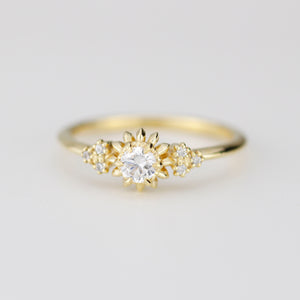 Sunflower ring diamond, seven stone engagement ring, vintage inspired engagement ring, classic ring diamond | R 258 sunflower7