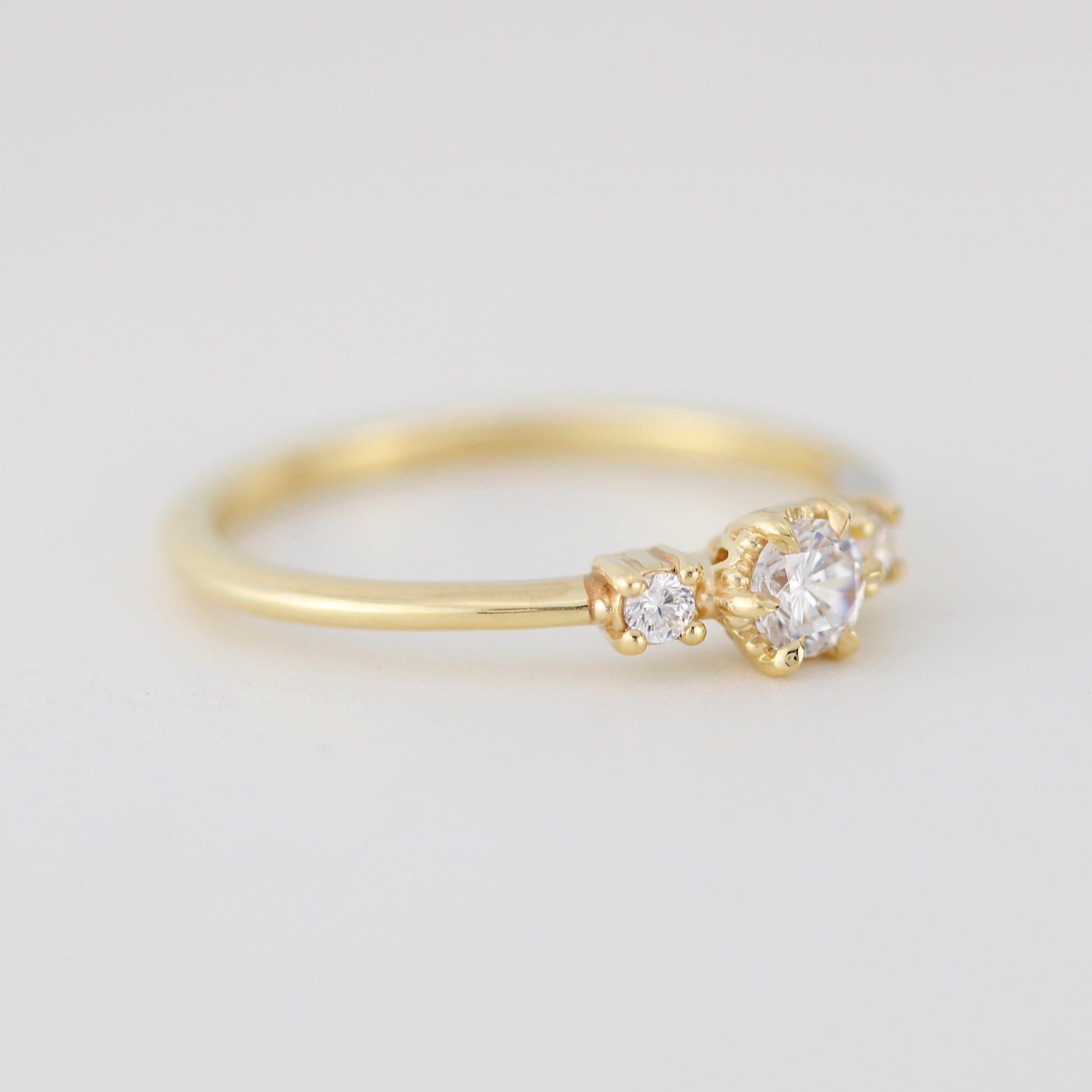 Three stone diamond ring, delicate diamond ring, engagement ring white diamond, minimalist engagement ring, engagement ring